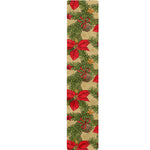 Vintage Christmas Poinsettia Print Table Runner