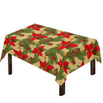 Vintage Christmas Poinsettia Print Tablecloth