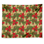 Vintage Christmas Poinsettia Print Tapestry