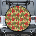 Vintage Christmas Poinsettia Print Tire Cover
