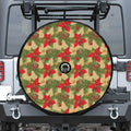 Vintage Christmas Poinsettia Print Tire Cover With Camera Hole