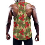 Vintage Christmas Poinsettia Print Training Tank Top
