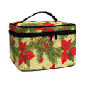 Vintage Christmas Poinsettia Print Travel Makeup Bag