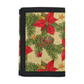 Vintage Christmas Poinsettia Print Trifold Wallet