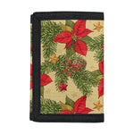 Vintage Christmas Poinsettia Print Trifold Wallet