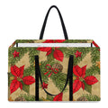 Vintage Christmas Poinsettia Print Utility Tote Bag