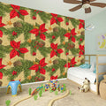 Vintage Christmas Poinsettia Print Wall Sticker