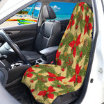 Vintage Christmas Poinsettia Print Waterproof Car Seat Cover