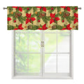 Vintage Christmas Poinsettia Print Window Valance