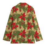 Vintage Christmas Poinsettia Print Women's Blazer