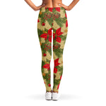 Vintage Christmas Poinsettia Print Women's Leggings