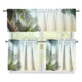 Vintage Coconut Tree Print 3 Piece Kitchen Curtains