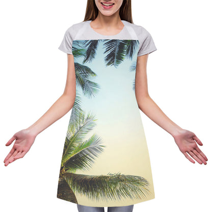 Vintage Coconut Tree Print Adjustable Apron