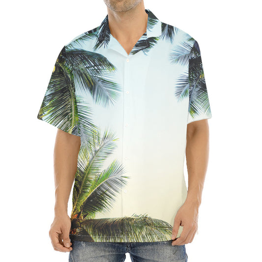 Vintage Coconut Tree Print Aloha Shirt