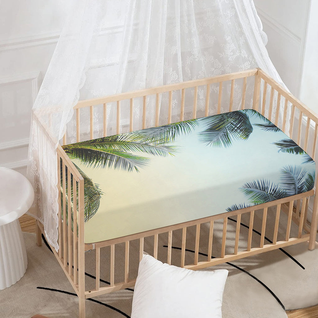 Vintage Coconut Tree Print Baby Crib Sheet