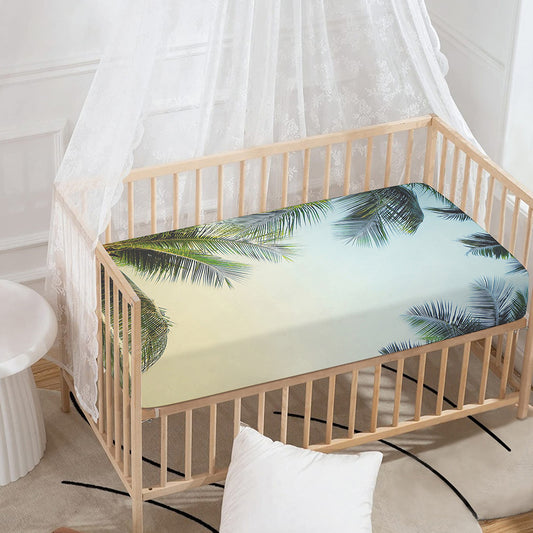 Vintage Coconut Tree Print Baby Crib Sheet