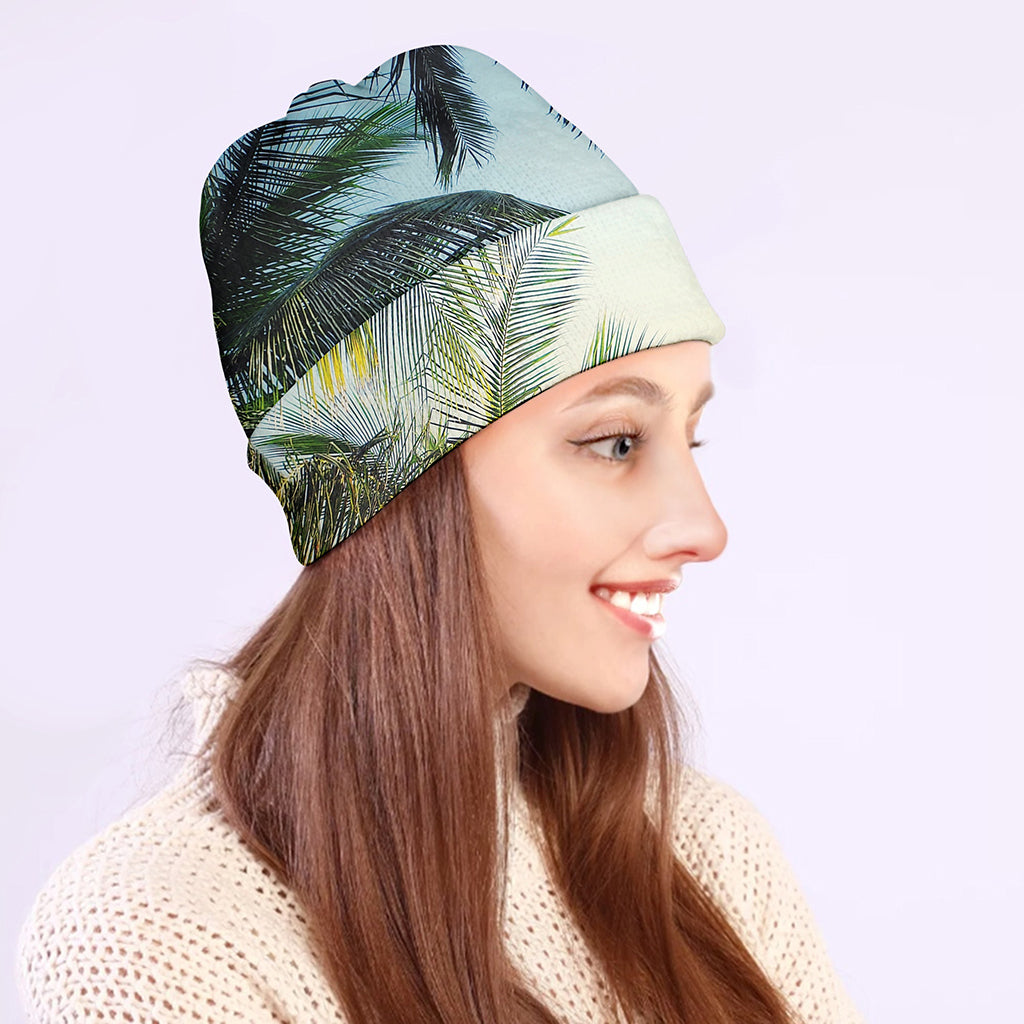 Vintage Coconut Tree Print Beanie