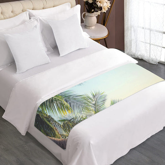 Vintage Coconut Tree Print Bed Runner