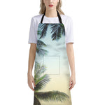 Vintage Coconut Tree Print Bib Apron With Pocket