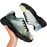 Vintage Coconut Tree Print Black Chunky Shoes