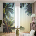 Vintage Coconut Tree Print Dimout Pencil Pleat Curtains