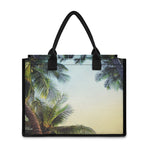 Vintage Coconut Tree Print Canvas Tote Bag
