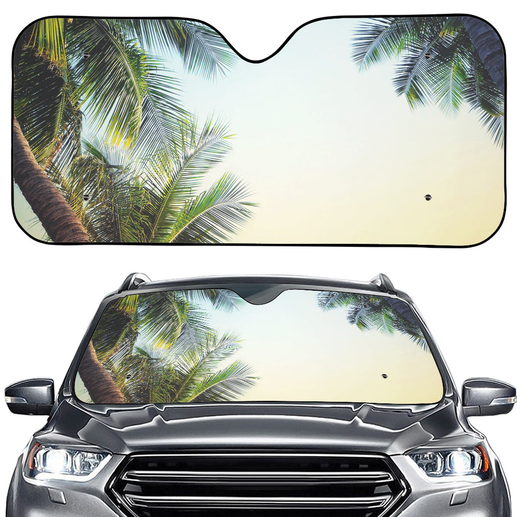 Vintage Coconut Tree Print Car Windshield Sun Shade