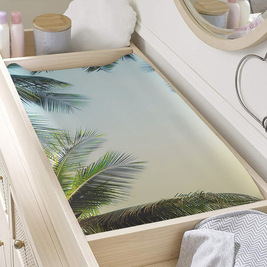Vintage Coconut Tree Print Changing Pad Cover