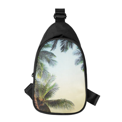 Vintage Coconut Tree Print Chest Bag