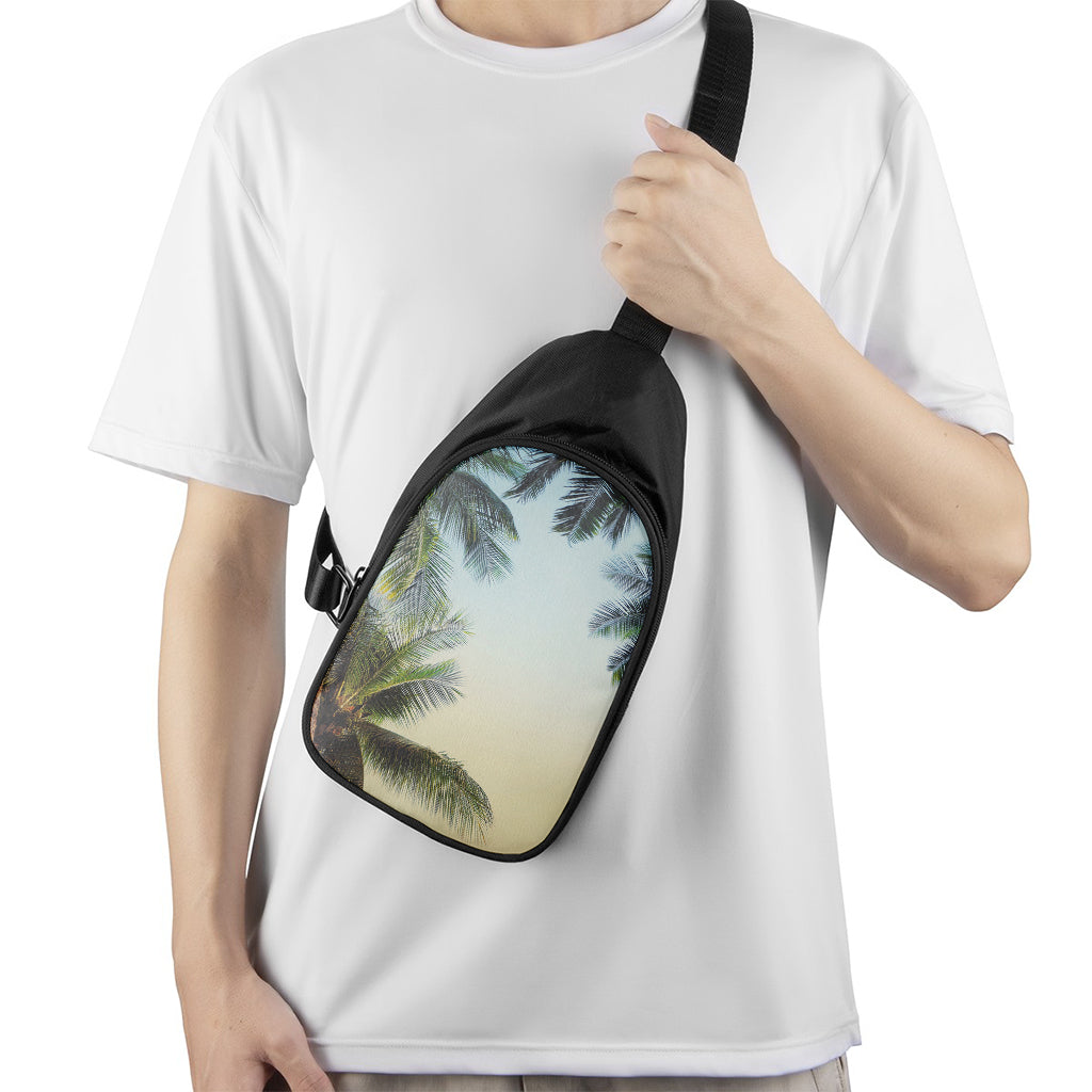 Vintage Coconut Tree Print Chest Bag
