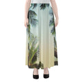 Vintage Coconut Tree Print Chiffon Maxi Skirt