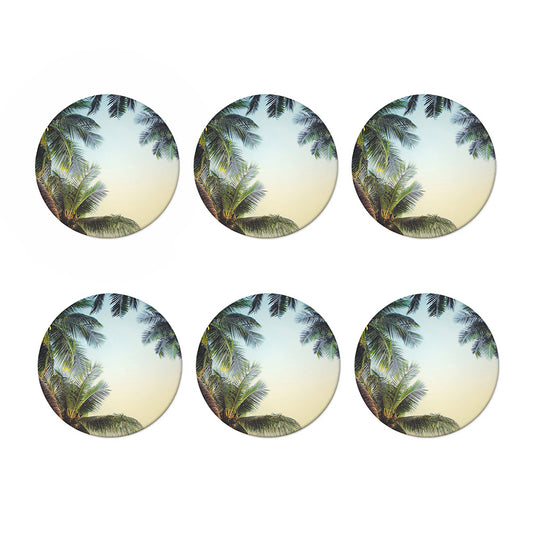 Vintage Coconut Tree Print Coaster Set