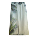 Vintage Coconut Tree Print Cotton Front Slit Maxi Skirt