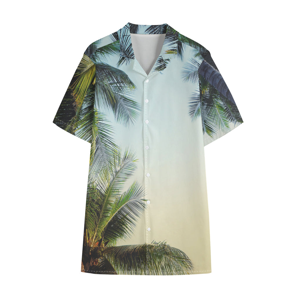 Vintage Coconut Tree Print Cotton Hawaiian Shirt
