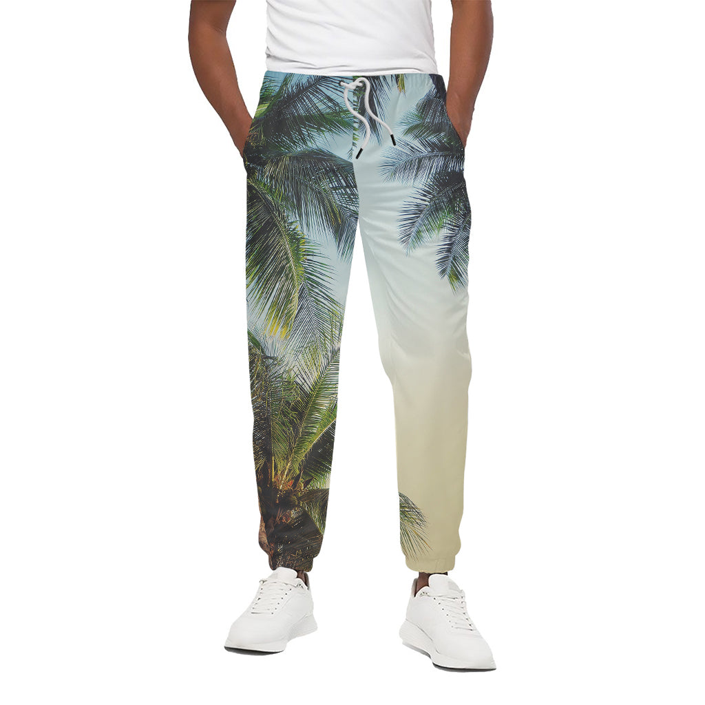 Vintage Coconut Tree Print Cotton Pants