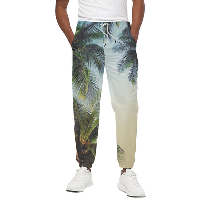 Vintage Coconut Tree Print Cotton Pants