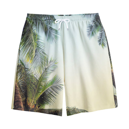 Vintage Coconut Tree Print Cotton Shorts