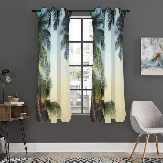 Vintage Coconut Tree Print Curtain