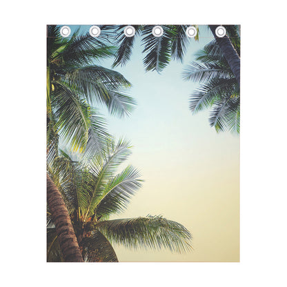 Vintage Coconut Tree Print Curtain