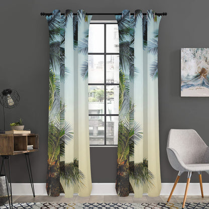 Vintage Coconut Tree Print Curtain