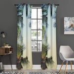 Vintage Coconut Tree Print Curtain
