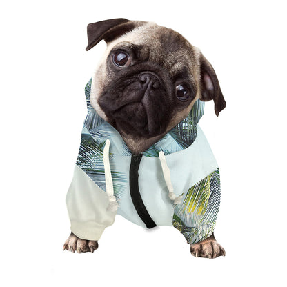 Vintage Coconut Tree Print Dog Zip Up Hoodie