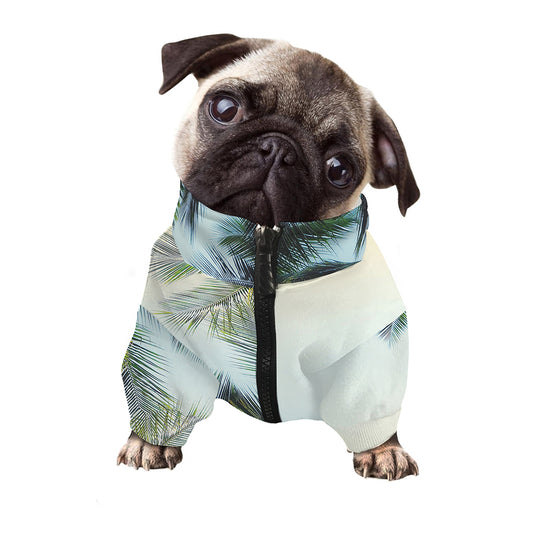 Vintage Coconut Tree Print Dog Zip Up Jacket