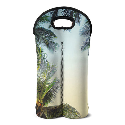 Vintage Coconut Tree Print Double Neoprene Wine Tote