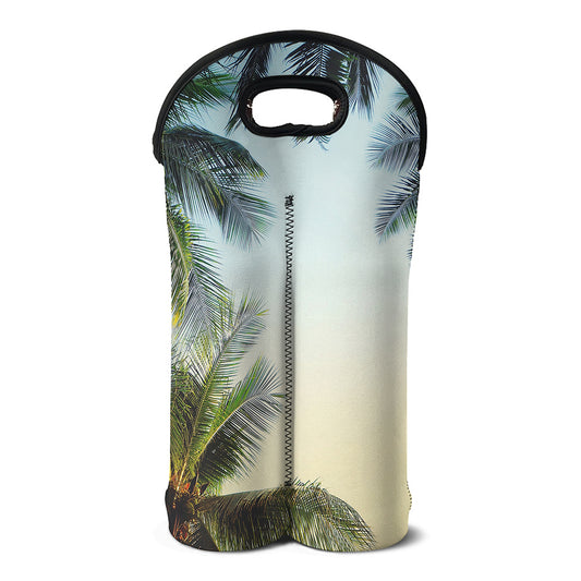 Vintage Coconut Tree Print Double Neoprene Wine Tote