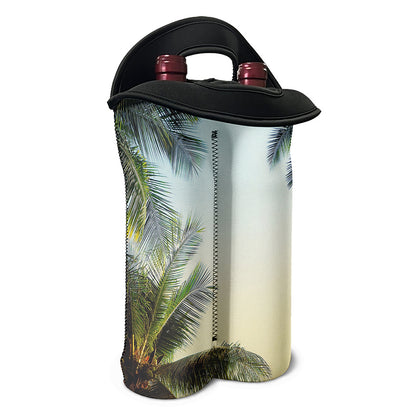Vintage Coconut Tree Print Double Neoprene Wine Tote