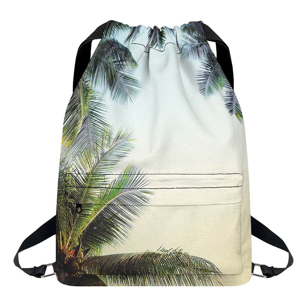 Vintage Coconut Tree Print Drawstring Backpack