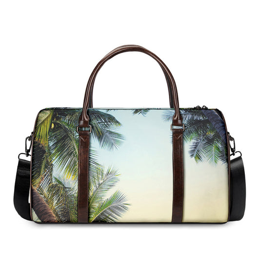Vintage Coconut Tree Print Duffle Bag