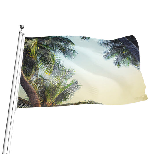 Vintage Coconut Tree Print Flag
