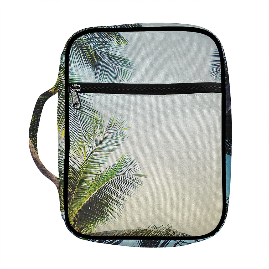 Vintage Coconut Tree Print Front Pocket Bible Bag